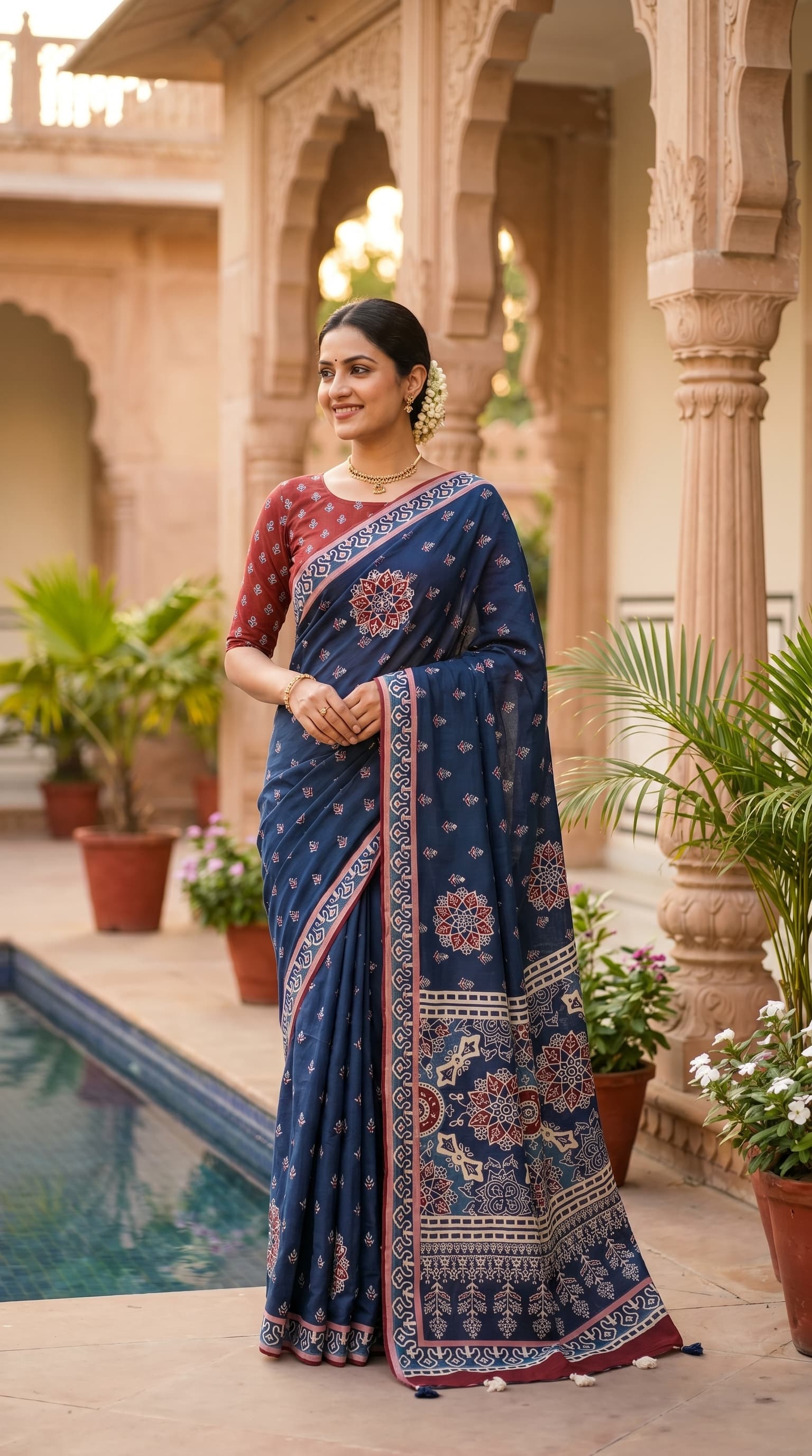 Indigo Mandala Saree