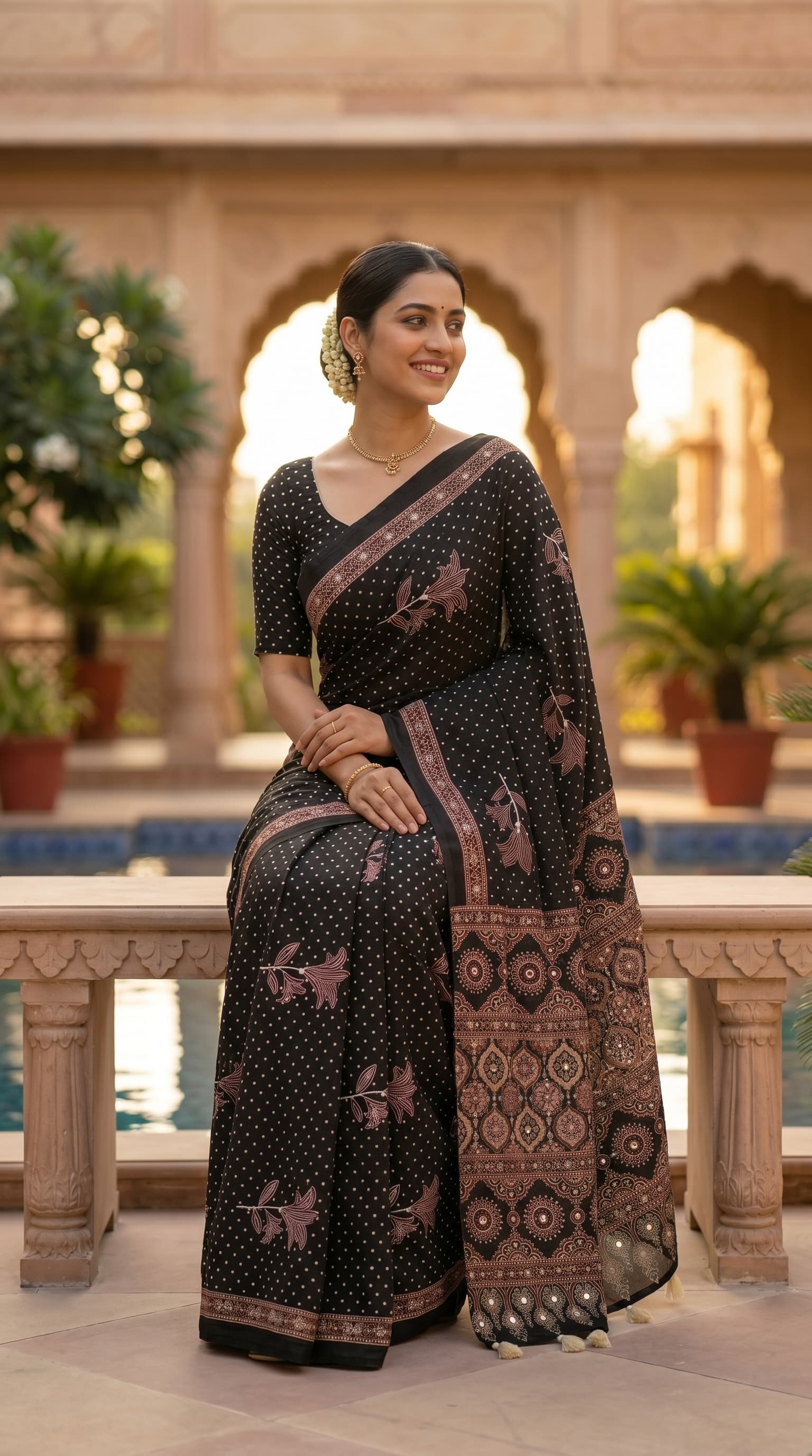 Midnight Rose Saree
